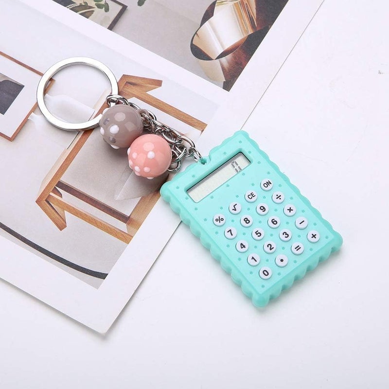 klarako Mini Portable Cute Cookies Style Key Chain Calculator for Kids Children Gift, Candy Color Pocket Standard Function Calculator for Girls Boys(Green) - Image 1