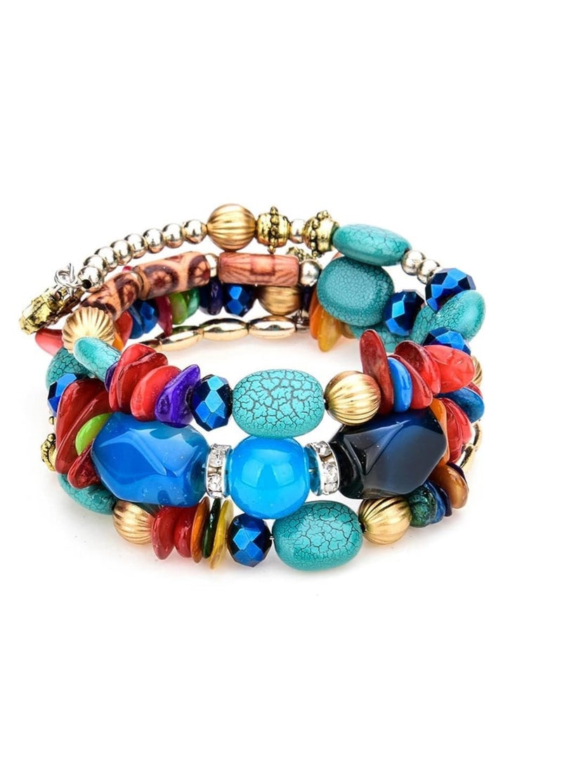 SYOSI Healing Bracelets for Women, Boho Wrap Bracelets, Multilayer Vintage Crystal Stone Turquoise Agate Beaded – Natural Stress Relief and Healing Bracelets for Girls, Winding Bracelet Bracelet Jewelry - Image 1