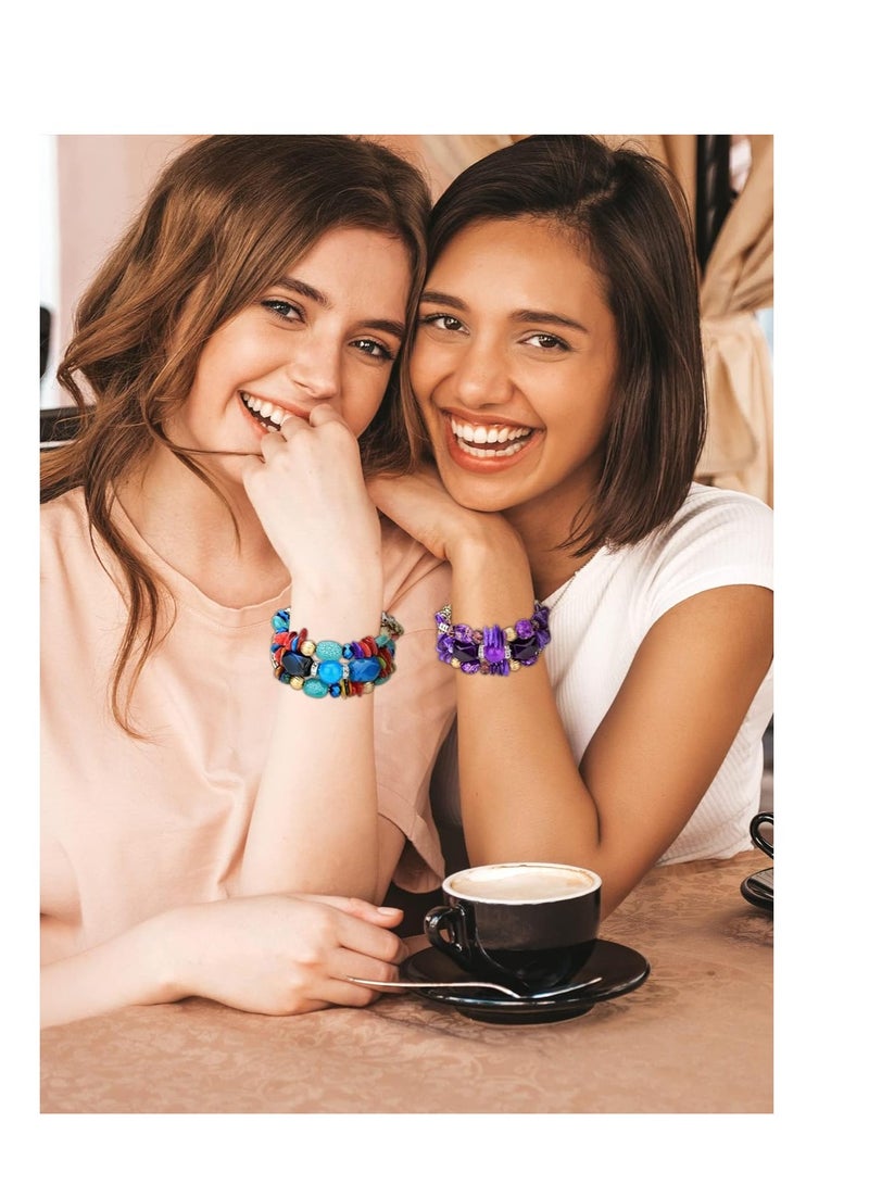 SYOSI Healing Bracelets for Women, Boho Wrap Bracelets, Multilayer Vintage Crystal Stone Turquoise Agate Beaded – Natural Stress Relief and Healing Bracelets for Girls, Winding Bracelet Bracelet Jewelry - Image 3