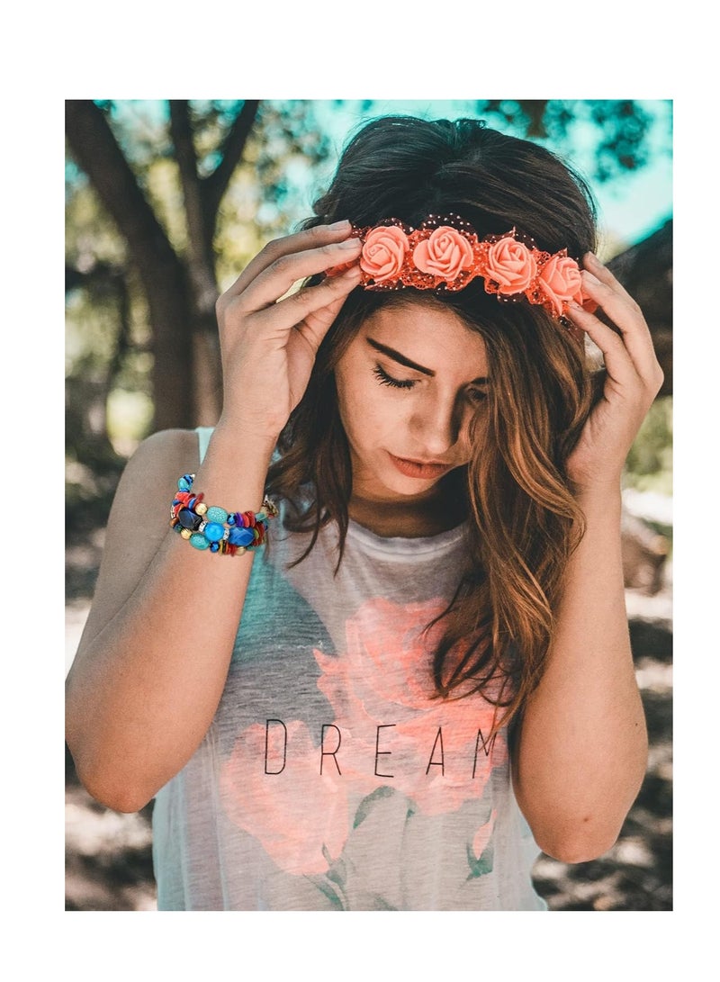 SYOSI Healing Bracelets for Women, Boho Wrap Bracelets, Multilayer Vintage Crystal Stone Turquoise Agate Beaded – Natural Stress Relief and Healing Bracelets for Girls, Winding Bracelet Bracelet Jewelry - Image 2