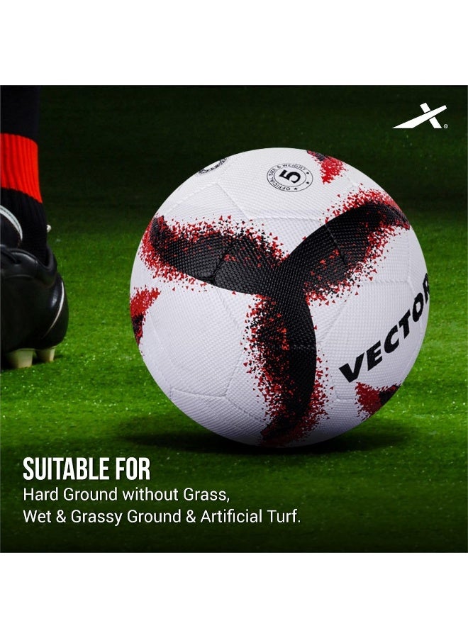 Vector X Neo 2.0 Football – Synthetic Rubber Moulded Indoor/Outdoor Soccer Ball with Latex Bladder, Size 5, White/Red/Black - Image 4