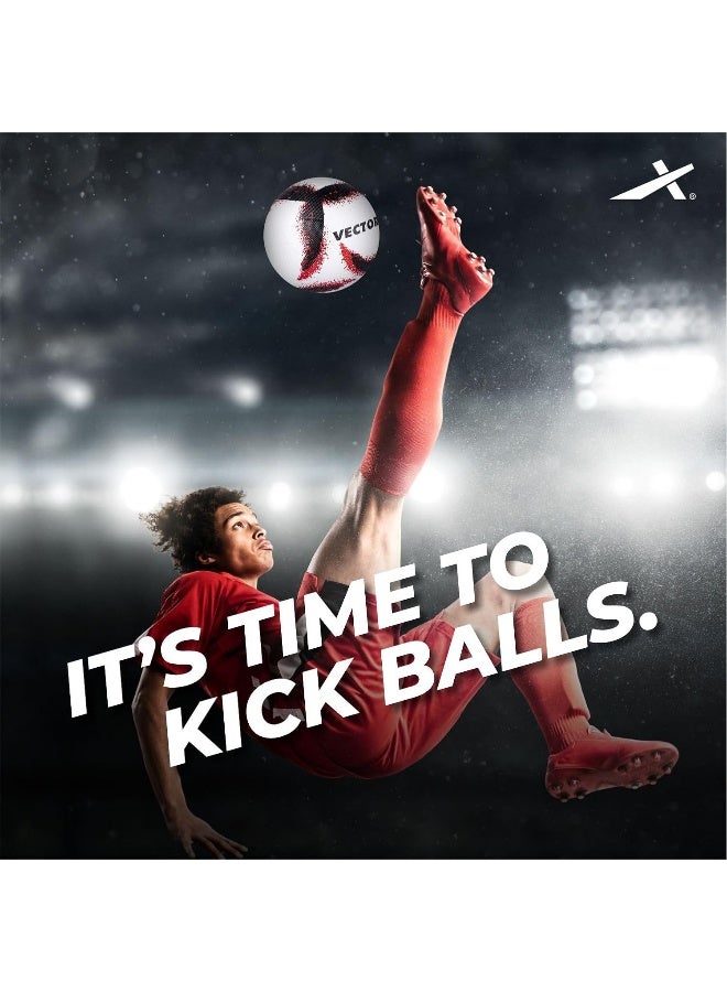 Vector X Neo 2.0 Football – Synthetic Rubber Moulded Indoor/Outdoor Soccer Ball with Latex Bladder, Size 5, White/Red/Black - Image 5