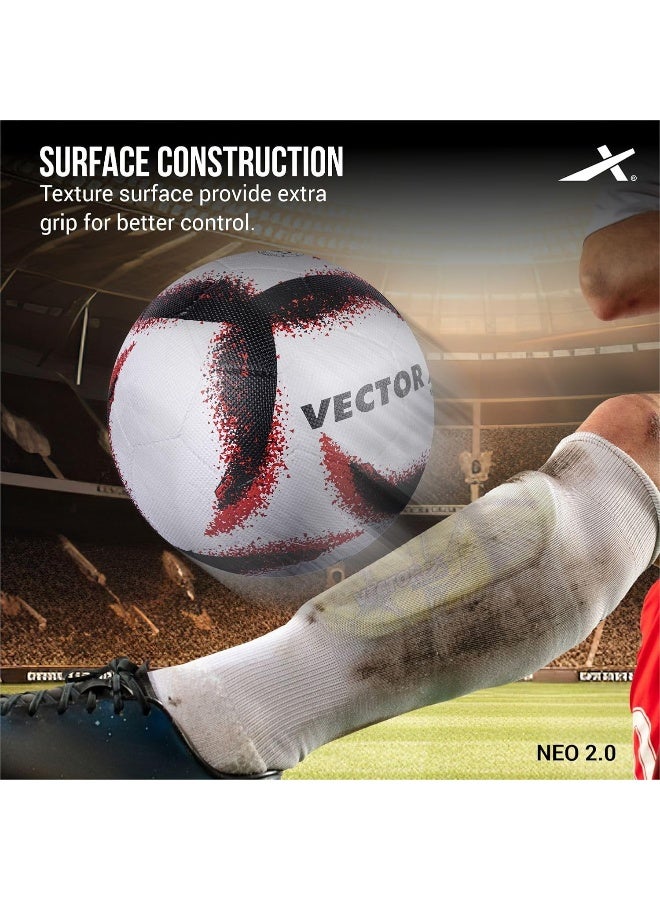 Vector X Neo 2.0 Football – Synthetic Rubber Moulded Indoor/Outdoor Soccer Ball with Latex Bladder, Size 5, White/Red/Black - Image 3