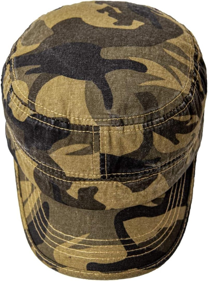 VOBOOM Washed Cotton Military Cadet Army Caps Unique Design Vintage Flat Top Hat - Image 5