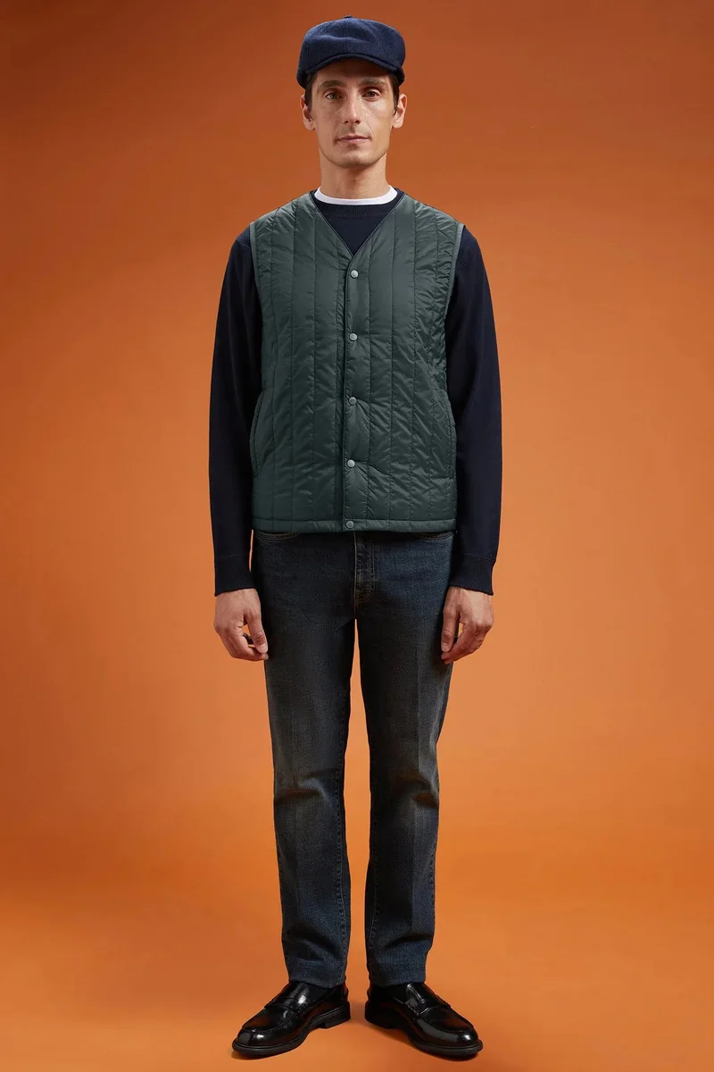 Doppelganger Men's regular fit padded gilet - DK Green