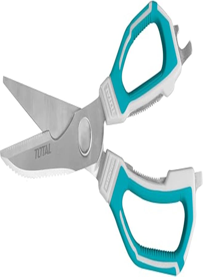 TOTAL Professional Kitchen Scissors, 9 Inch Kitchen Shears, Heavy Duty Stainless Steel Scissors for Cutting, Scraping, Nut Cracking, Bottle and Can Opening