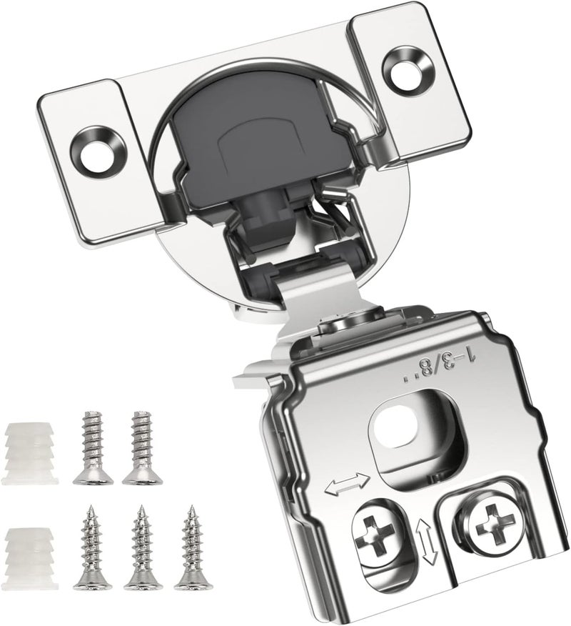 Chibery 50 Pack 1-3/8" Overlay 3D Soft Close Concealed Hinge for Face Frame Door, Smooth Slow Self Closing Hinges, Satin Nickel, Hidden 105° Open Angle Stainless Steel Hinge for Kitchen Cabinet Door - Image 1