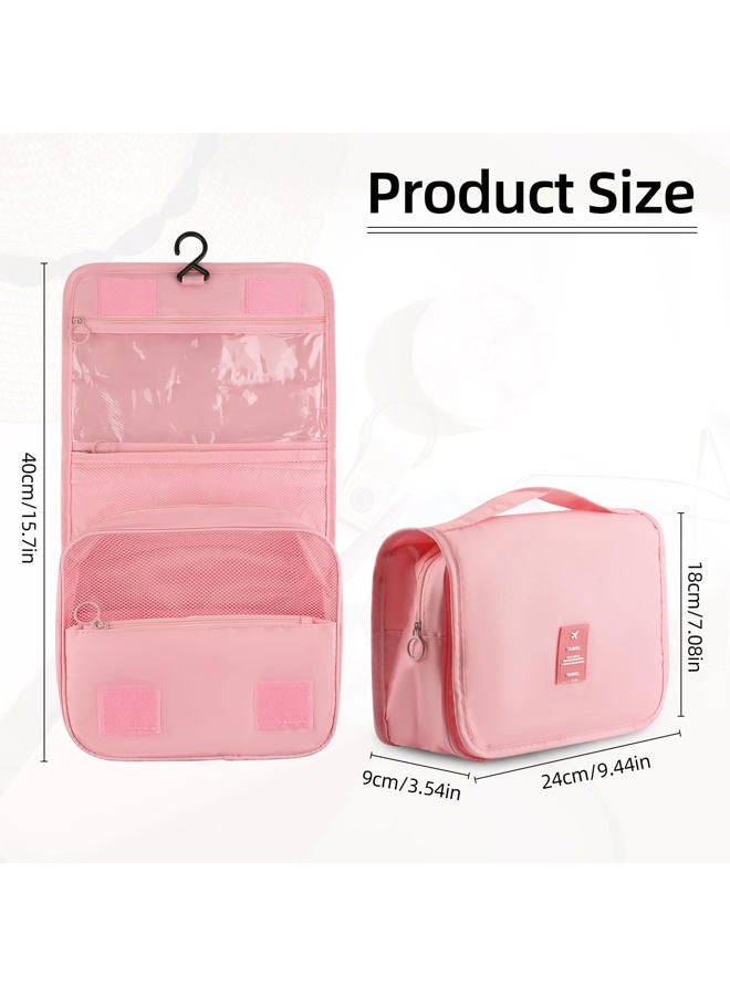 Motroce Foldable Hanging Travel Toiletry Bag,Waterproof Portable Travel Bags, Multifunction Travel Makeup Cosmetic Bag Organizer with Hanging Hook (Pink) - Image 2
