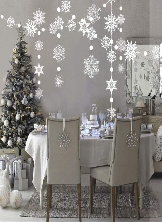 Decor365 Snowflake Garland Winter Wonderland Decorations White Snow Flake Garlands Hanging Snowflake Decorations from Ceiling Classroom Winter Decor Christmas Frozen Birthday Party Backdrop - Image 5