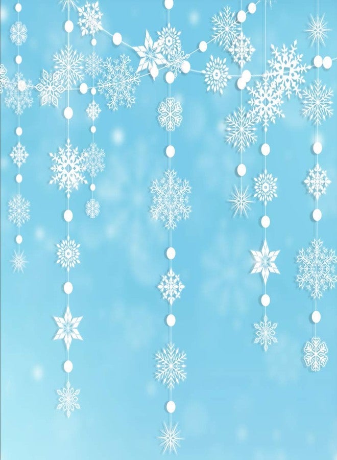 Decor365 Snowflake Garland Winter Wonderland Decorations White Snow Flake Garlands Hanging Snowflake Decorations from Ceiling Classroom Winter Decor Christmas Frozen Birthday Party Backdrop - Image 1