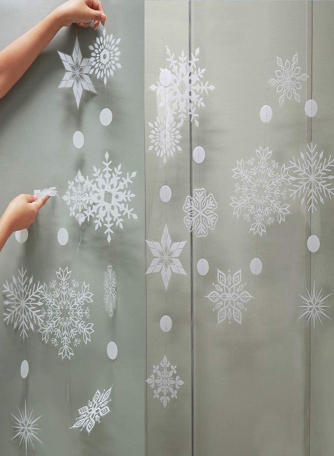Decor365 Snowflake Garland Winter Wonderland Decorations White Snow Flake Garlands Hanging Snowflake Decorations from Ceiling Classroom Winter Decor Christmas Frozen Birthday Party Backdrop - Image 3
