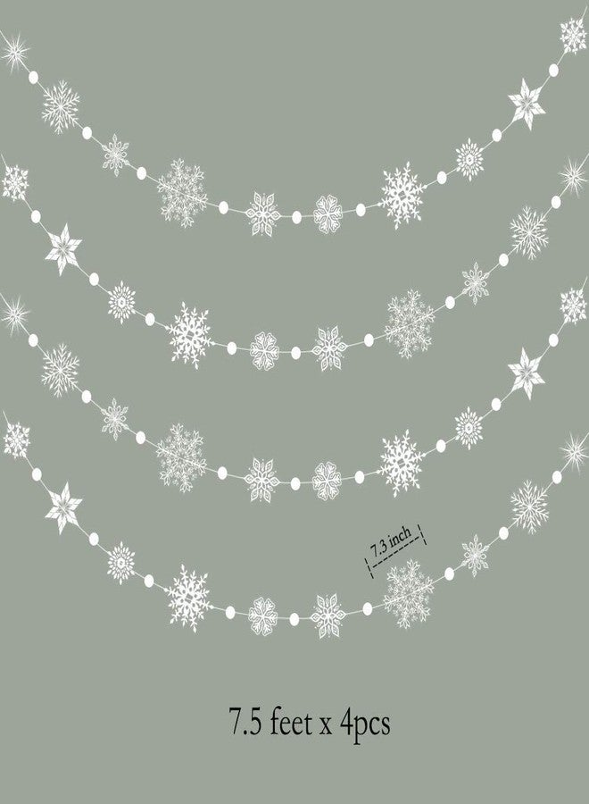 Decor365 Snowflake Garland Winter Wonderland Decorations White Snow Flake Garlands Hanging Snowflake Decorations from Ceiling Classroom Winter Decor Christmas Frozen Birthday Party Backdrop - Image 4