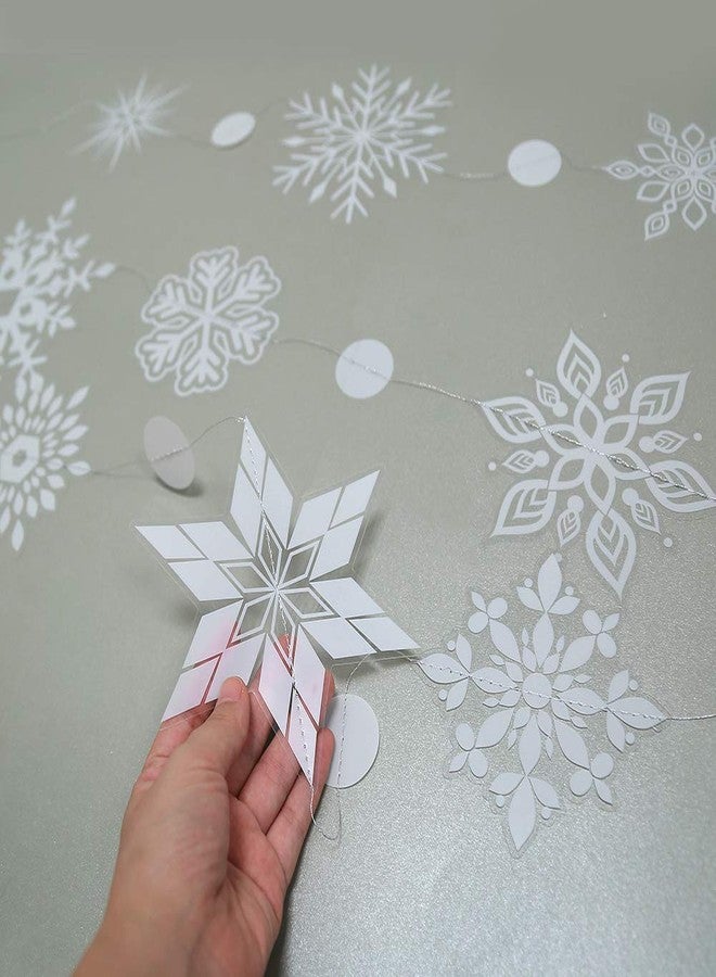 Decor365 Snowflake Garland Winter Wonderland Decorations White Snow Flake Garlands Hanging Snowflake Decorations from Ceiling Classroom Winter Decor Christmas Frozen Birthday Party Backdrop - Image 2