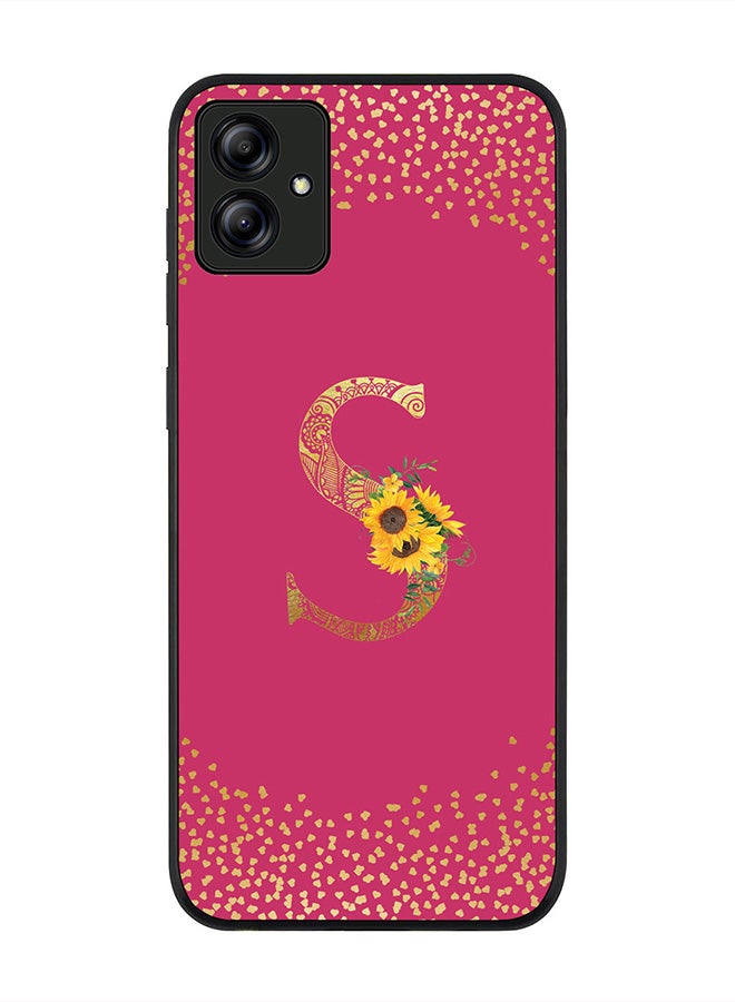 Stylizedd Rugged Black edge case for Samsung Galaxy A04, Slim fit Thin Cover -  Custom Monogram Initial Letter Mandala Floral Pattern Alphabet- S  (Dark Pink Rose ) - Image 1