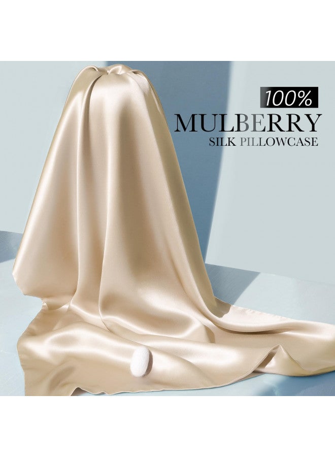 J JIMOO Natural Silk Pillowcase for Hair and Skin with Hidden Zipper, 22 Momme, 600 Thread Count 100% Mulberry Silk Pillowcase, Soft Smooth Both Sided Silk Pillow Cover(Beige, Standard 20''×26'',1pc)  - Image 4