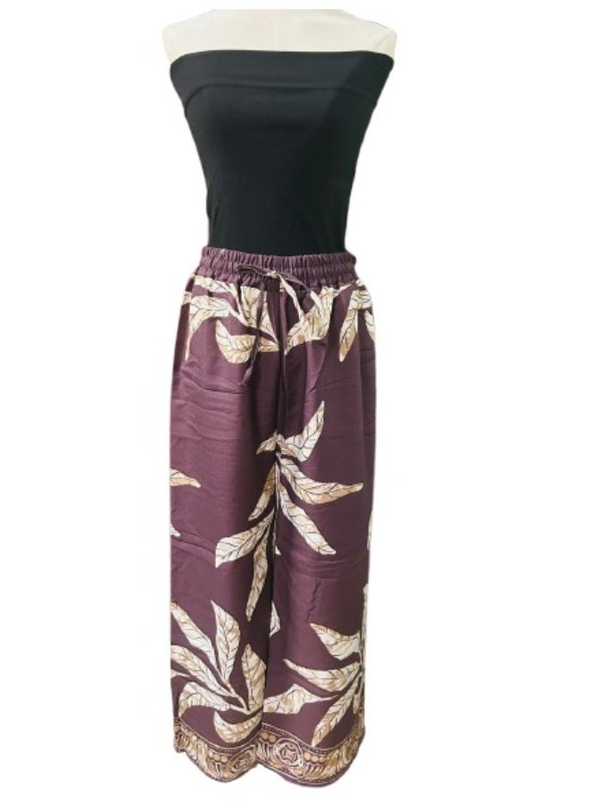 Comfortable and Breathable Printed Free Size Linen Wide-Leg Pants for Women - Image 3