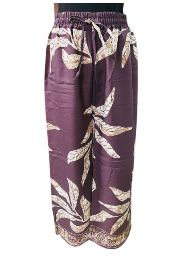 Comfortable and Breathable Printed Free Size Linen Wide-Leg Pants for Women - Image 1
