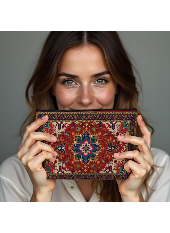 حقيبة كتان قطنية قطنية مقاومة للماء بنمط عتيق - حقيبة أقلام رصاص متعددة الوظائف للطلبة وحقيبة تنظيم المكياج للمدرسة والسفر والمكتب (تخزين صديق للبيئة) - Image 2