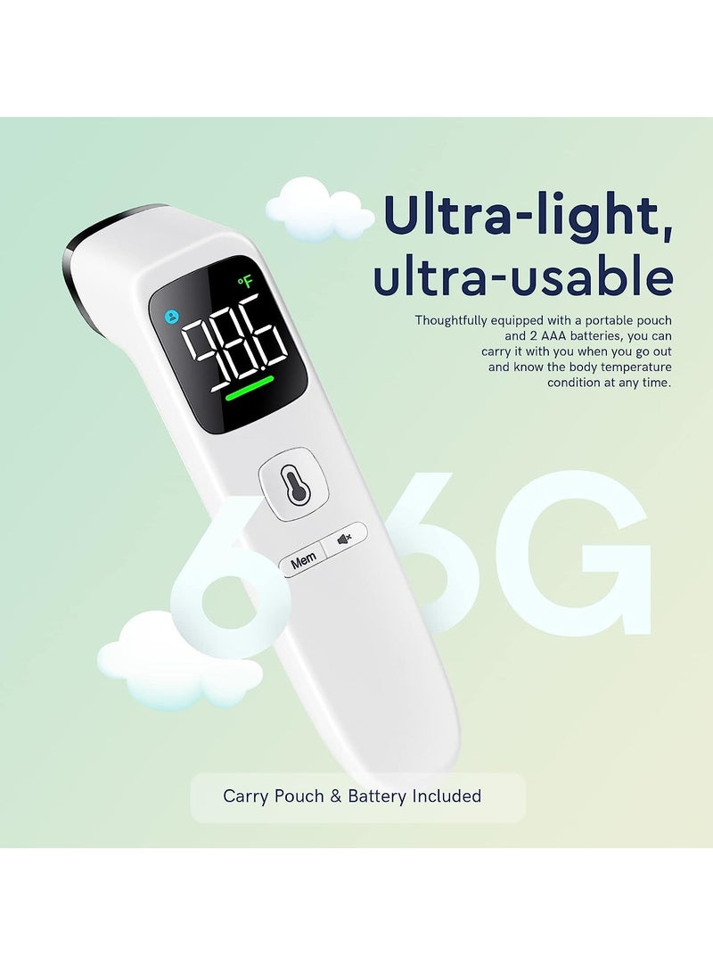 ميزان حرارة بدون لمس للبالغين والأطفال ، ميزان حرارة رقمي للجبهة بدقة عالية ، شاشة LED فائقة الوضوح ، وإنذار من الحمى (أبيض) - Image 2