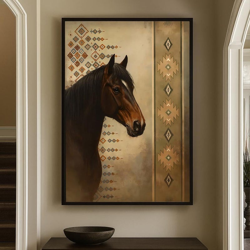 ماركتنا لوحة قماشية بتصميم الفن السدو مع برواز مجوف مقاس (50×70) قطعة واحدة - Image 1