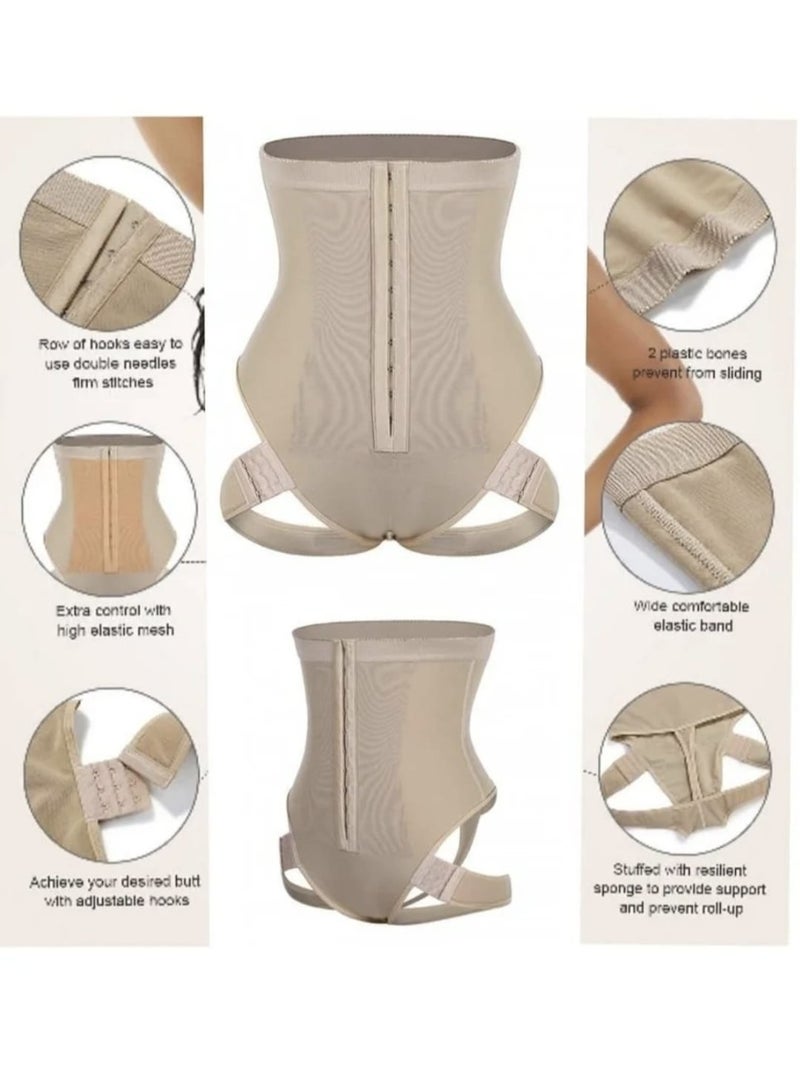 مشد بخصر عالي بتصميم يناسب عمليات التعبئة ونحت الجسم مع تحكم من الامام بمشبك ثلاثي يساعد على شد البطن - Image 5