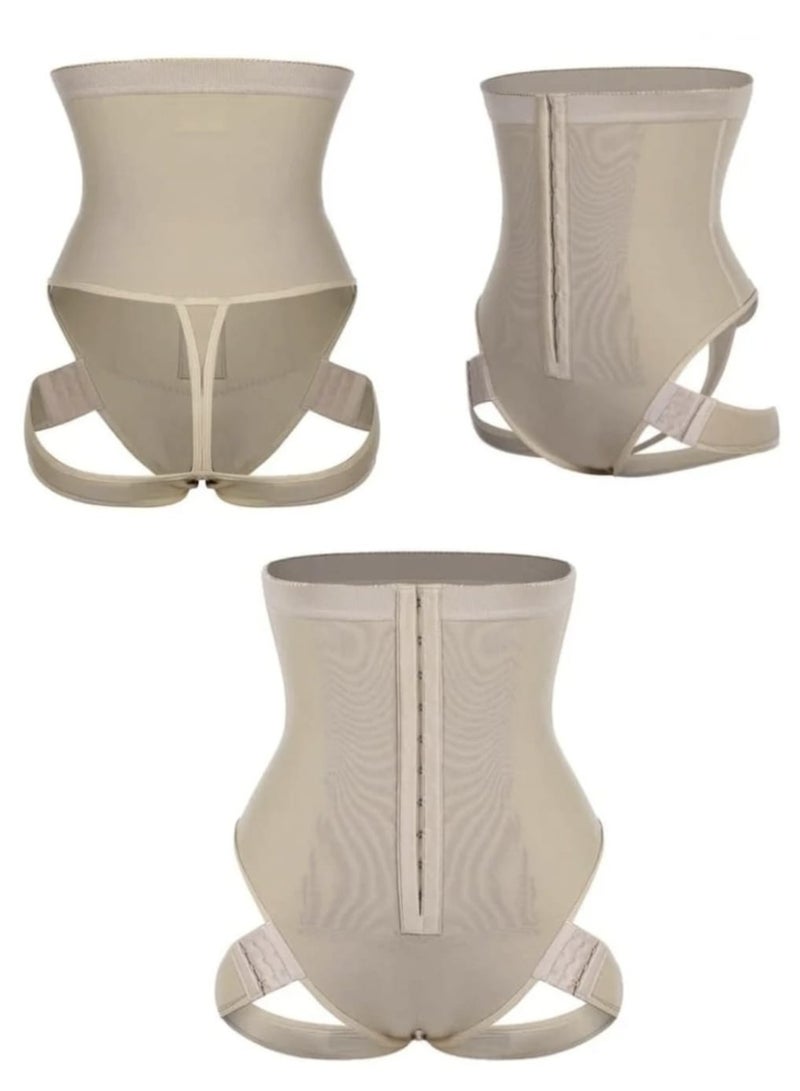 مشد بخصر عالي بتصميم يناسب عمليات التعبئة ونحت الجسم مع تحكم من الامام بمشبك ثلاثي يساعد على شد البطن - Image 1