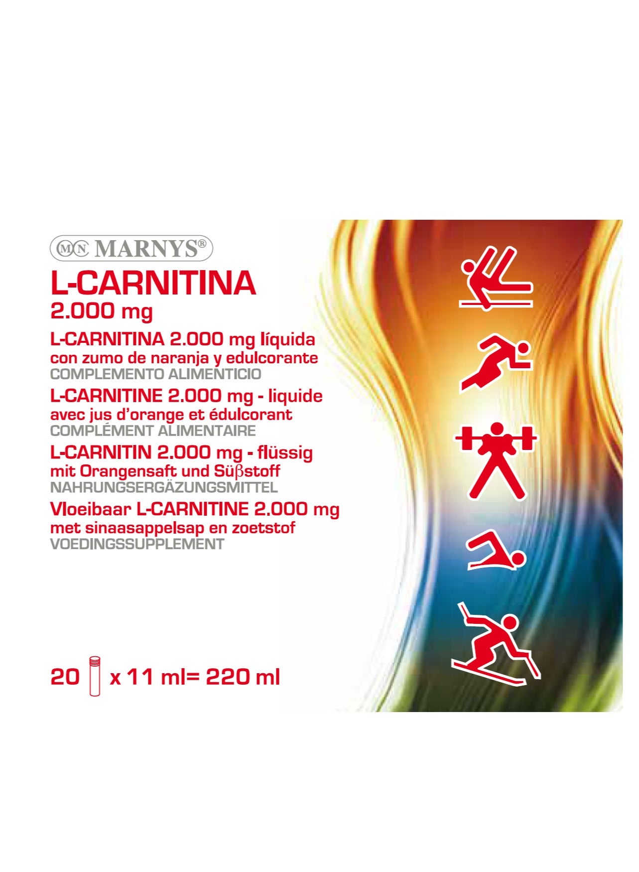l carnitina marnys L-carnitine + Vitamin B5 define it as an essential active substance for the physical and sports performance Marnys Liquid L-Carnitine 2000 mg