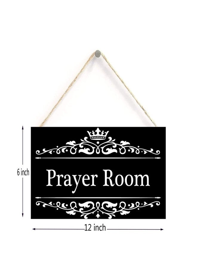 Henntile Prayer Room Sign Door Sign Decorative Wood Sign Home Decor,Wall Art，6 inch by 12 inch Hanging Sign - Image 2