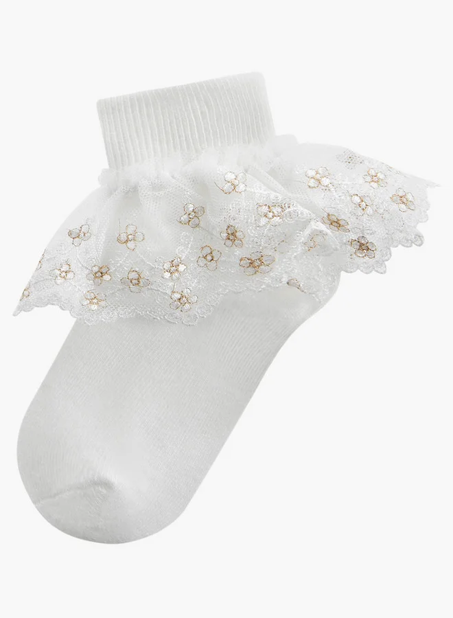 Flora Bella By Shoexpress Pack of 2 Flora Bella Girls Socks with Lace Frill Ramadan Collection