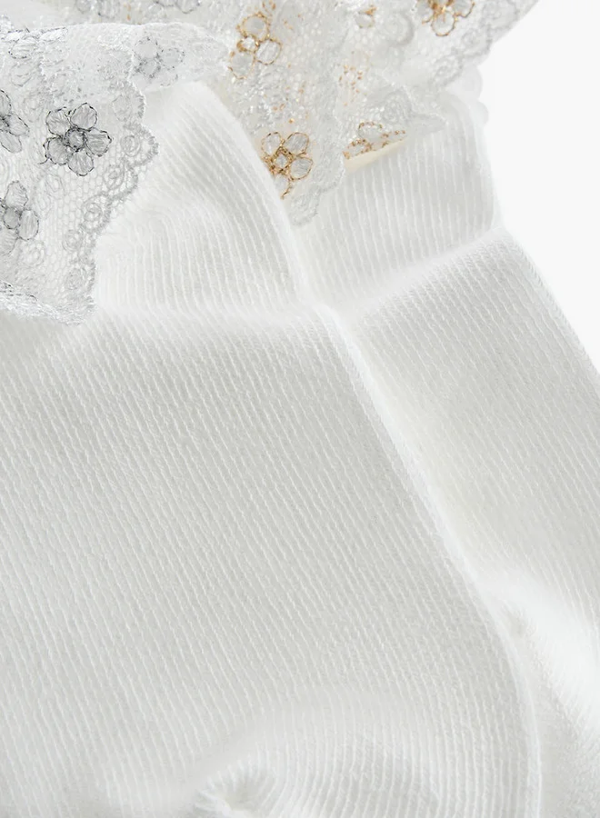 Flora Bella By Shoexpress Pack of 2 Flora Bella Girls Socks with Lace Frill Ramadan Collection