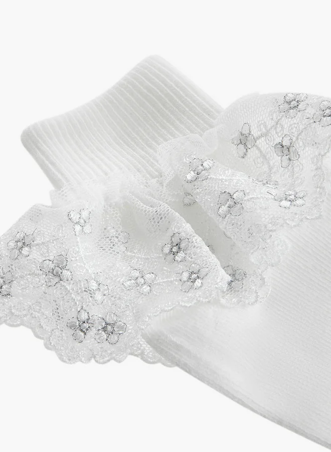 Flora Bella By Shoexpress Pack of 2 Flora Bella Girls Socks with Lace Frill Ramadan Collection