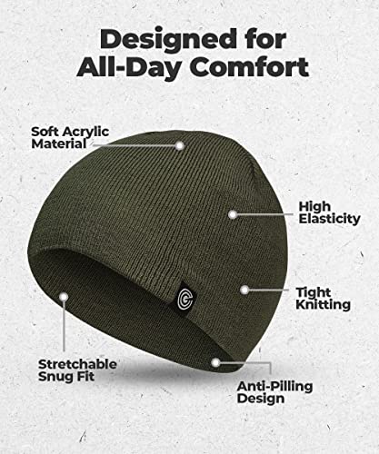 Revony Original Beanie Cap - Soft Knit Beanie Hat - Warm and Durable (Forest Green) - Image 4
