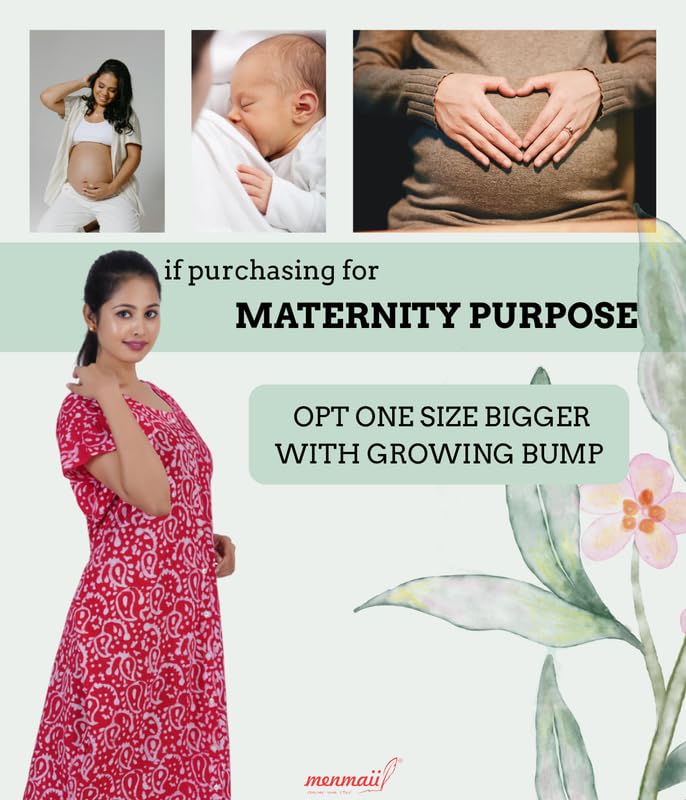 MENMAII Women's [L-4XL] Full Open/Front Buttoned [a Kind of Adaptive Clothing] Multipurpose Nighty for Maternity/Pregnancy/Elderly/Patient/Feeding/Hospital Purpose Nighty(D.Pink Batik -L/Calf Length) - Image 3