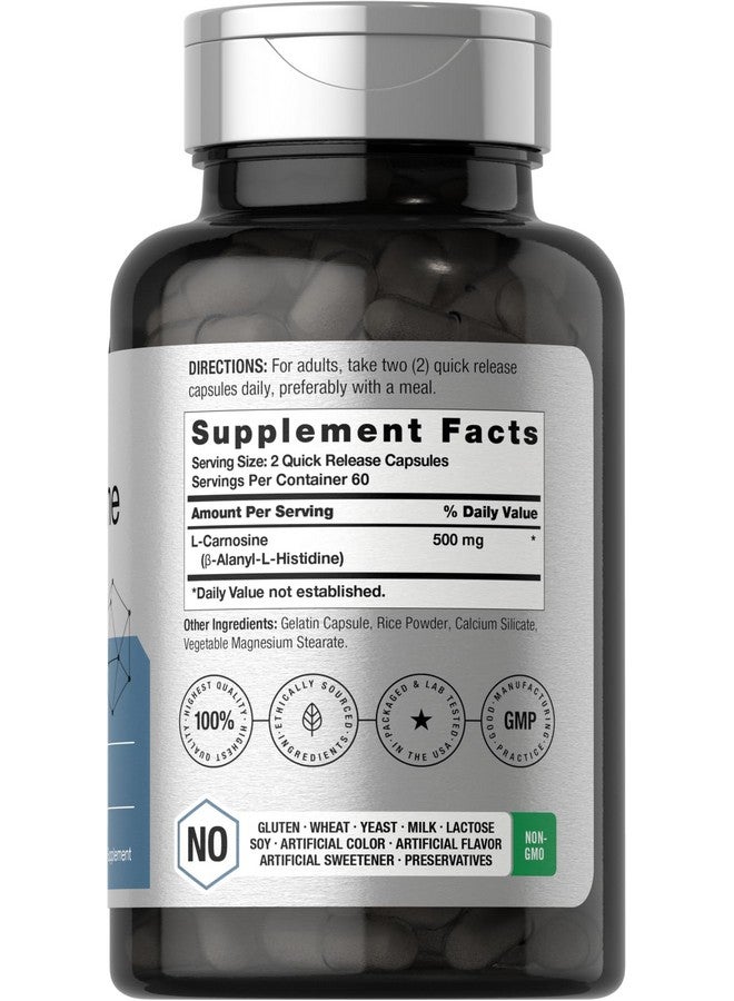 Horbäach L-Carnosine 500mg | 120 Capsule Supplement | Non-GMO & Gluten Free Powder Pills - Image 1