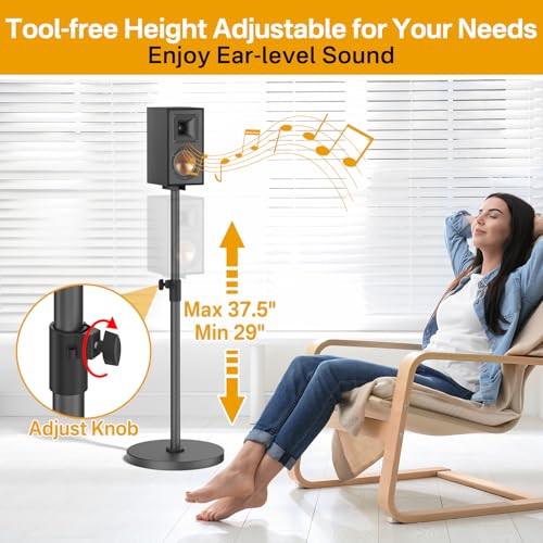 Chunxiao Height Adjustable Bookshelf Speaker Stands Pair for Klipsch Speaker Stands for Surround Sound - Heavy-duty Floor Speaker Stand for Klipsch R-50M R-51M R-40M R-41M Speakers Stands with Cable Management - Image 3