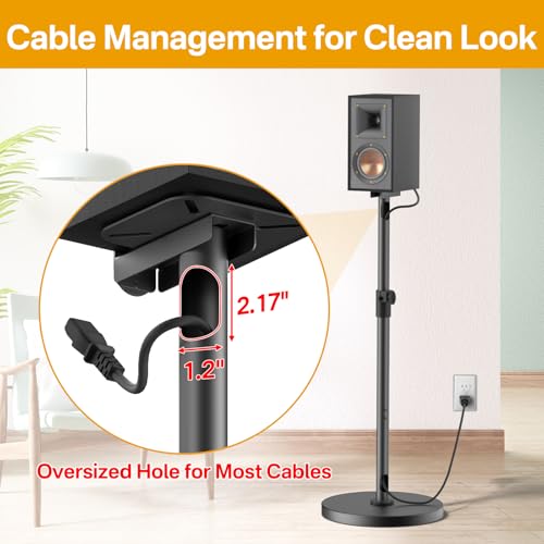 Chunxiao Height Adjustable Bookshelf Speaker Stands Pair for Klipsch Speaker Stands for Surround Sound - Heavy-duty Floor Speaker Stand for Klipsch R-50M R-51M R-40M R-41M Speakers Stands with Cable Management - Image 4