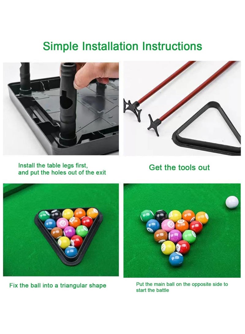Mini Pool Table Game for Kids & Adults – Portable Billiard Table Set with 11 Balls, 2 Sticks & Triangle – Indoor Outdoor Stress Relief Family Fun Game - Image 3