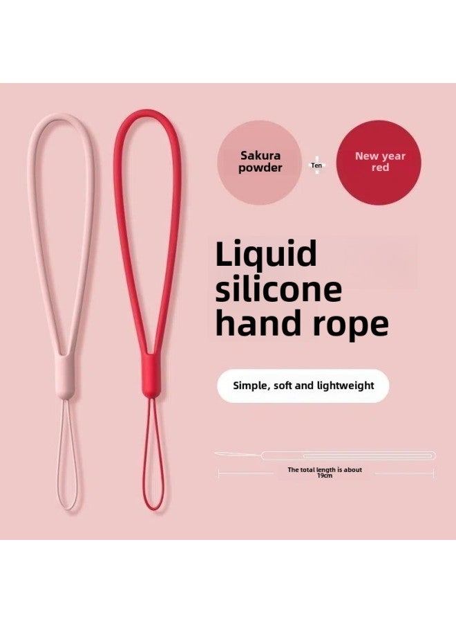 Mobile Phone Lanyard Suitable For All Mobile Phone Case Wrist Lanyard Key Short Men's And Women's Access Card Internet-Red Silicone Anti-Lost Rope-Specification:(china Red)-short Liquid 3 Pack  - Image 2