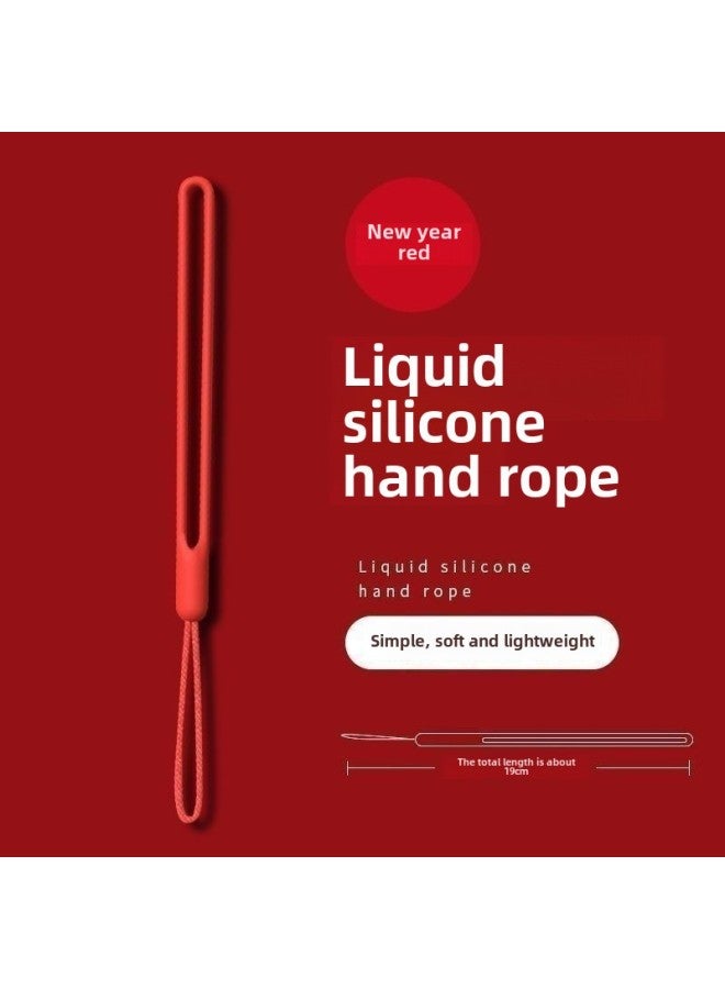 Mobile Phone Lanyard Suitable For All Mobile Phone Case Wrist Lanyard Key Short Men's And Women's Access Card Internet-Red Silicone Anti-Lost Rope-Specification:(china Red)-short Liquid 3 Pack  - Image 1