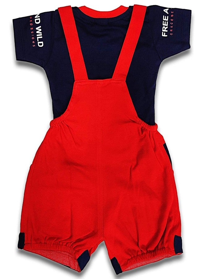 MURLI Kid's Half Sleeve Infant Embroidered Cute Romper Dungaree with Adjustable Belt Closure Clothing Dress for Baby Boys & Girls (IN, Age, 6 Months, 12 Months, Regular, Red) - Image 2