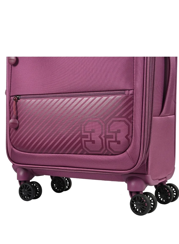 AMERICAN TOURISTER  American Tourister Majoris + Suitcase, Cabin Size 59 cm, 4 Spinner Wheels, Soft Top, 100% Polyester, Wineberry|Corner Guards|Multi Front Pocket|TSA Combination Lock|Expandable|Retractable Aluminum Handle - 3 Years International Warranty  | Best Price UAE