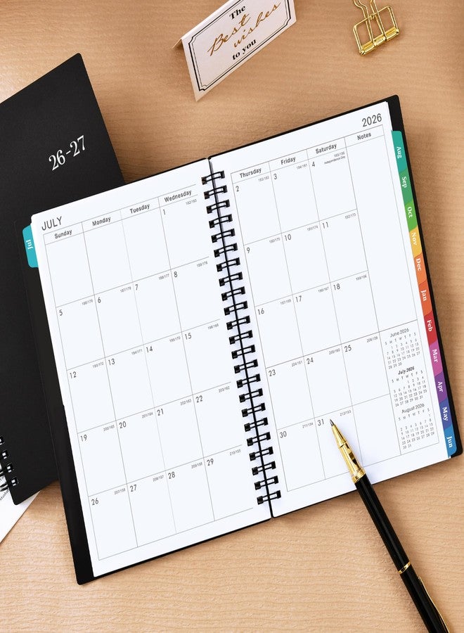 Vondafe Planner 2026-2027 - Academic Planner 2026-2027, July 2026 - June 2027, 6.3" x 8.4", 26-27 Planner Weekly and Monthly, Colorful Tabs, PP Cover, A5 Thick Paper, Twin-Wire Binding - Black - Image 2