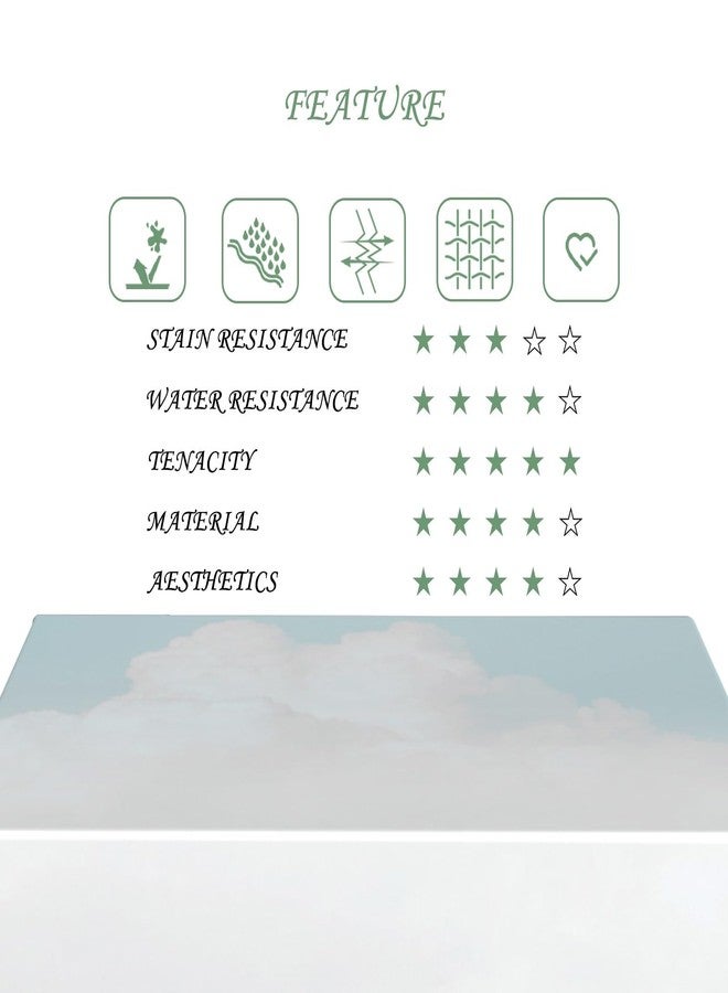ggaimwf مفرش طاولة مستطيل الشكل من ggaimwf، مقاس 60×102 بوصة، بتصميم مستوحى من الطبيعة الحالمة، بألوان الباستيل السماوية والزرقاء، مقاوم للماء والبقع، مناسب للمطبخ وغرفة الطعام والمنزل وحفلات استقبال المولود وغرفة النوم. - Image 5