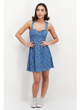 BCBGeneration Women Floral Print Mini Dress, Blue  - Image 2