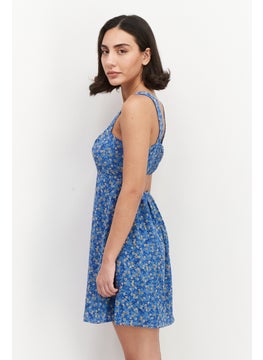 BCBGeneration Women Floral Print Mini Dress, Blue  - Image 3