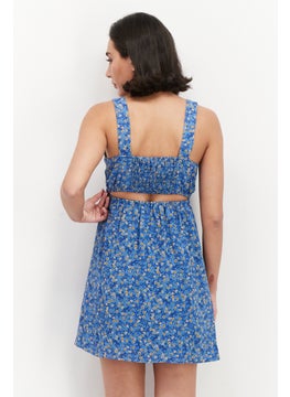 BCBGeneration Women Floral Print Mini Dress, Blue  - Image 4