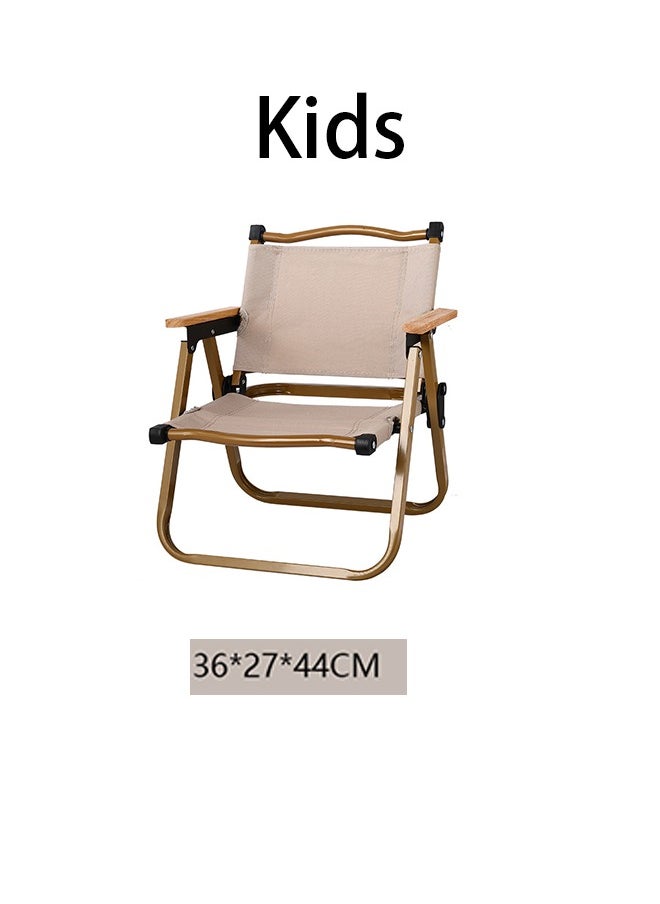 HaveDream Outdoor Folding Chair, Aluminum Alloy Chair Portable Picnic Car Folding Chair (Children's Yellow Tube Khaki)  - Image 2