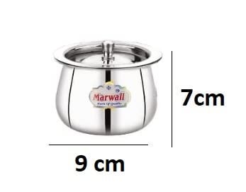 Marwall Stainless Steel Handi with Lid for Serving and Storage of GheeDhaiMilk etc 300ml - Image 5