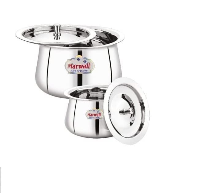 Marwall Stainless Steel Handi with Lid for Serving and Storage of GheeDhaiMilk etc 300ml - Image 2