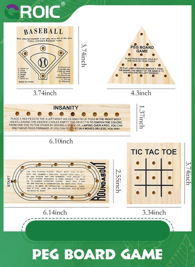 GROIC 5 Packs Wooden Peg Board Game Family Toy Birthday Party Favors Classic Educational for Teens and Adults - Image 2